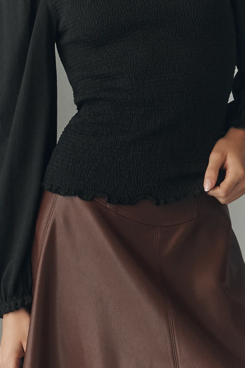 Nation Los Angeles Aidan Long-Sleeve Smocked Top