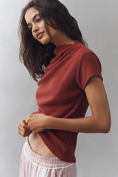 Nation Los Angeles Katie Short-Sleeve Draped Top