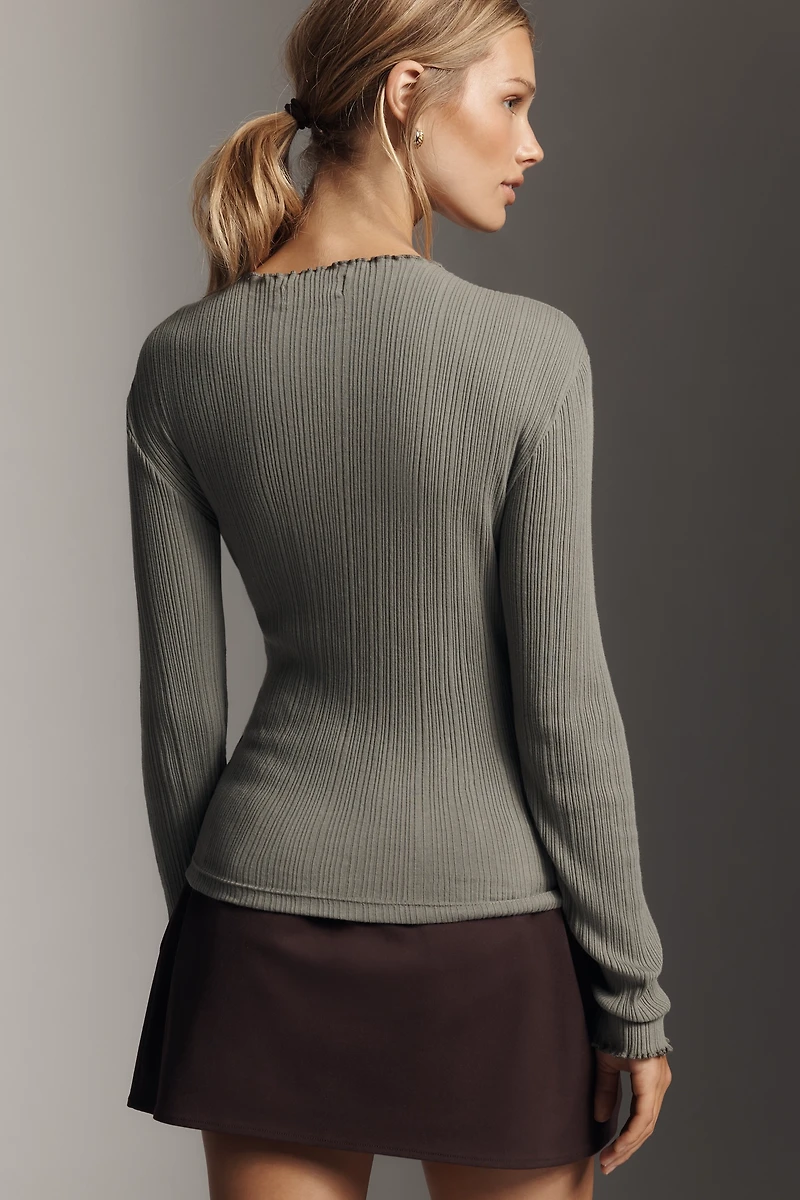 Nation Los Angeles Brenna Long-Sleeve Mock-Neck Top