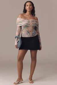 AFRM Power Mesh Off-The-Shoulder Ruched Top