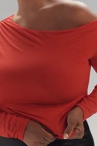AFRM Vivica Plus Off-The-Shoulder Ruffle Mesh Top