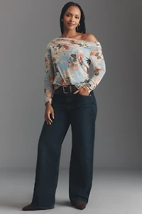 AFRM Plus Barry Power Mesh Cowl-Neck Top