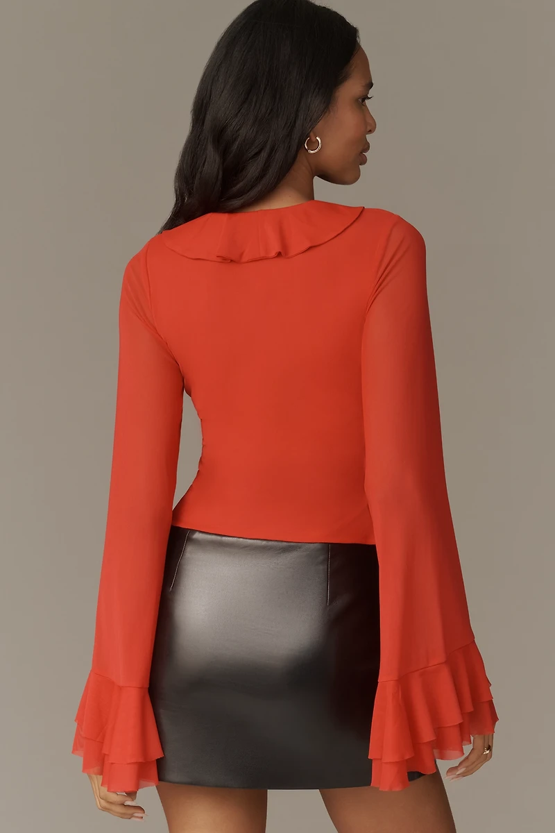 AFRM Cadence Power Mesh Lace-Up Top