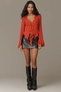 AFRM Cadence Power Mesh Lace-Up Top