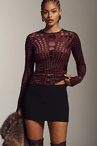 AFRM Kaylee Long-Sleeve Burnout Velvet Top