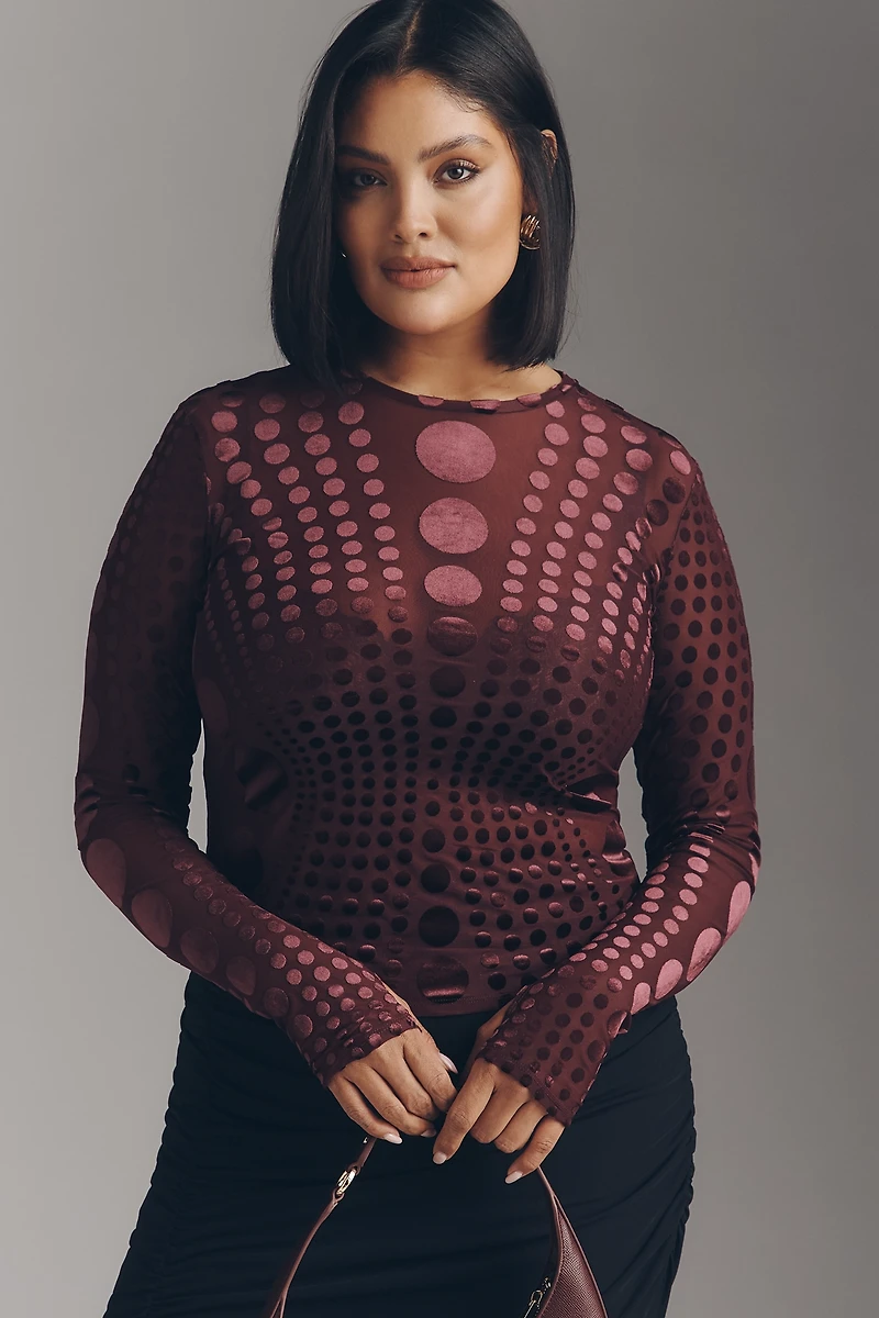 AFRM Kaylee Long-Sleeve Burnout Velvet Top