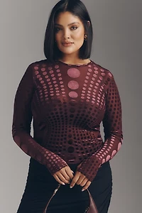 AFRM Kaylee Long-Sleeve Burnout Velvet Top