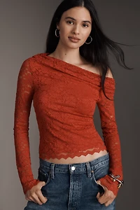 AFRM Barry Asymmetric Silken Lace Top