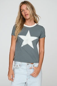 Letluv Star Short-Sleeve Ringer Crew-Neck Tee