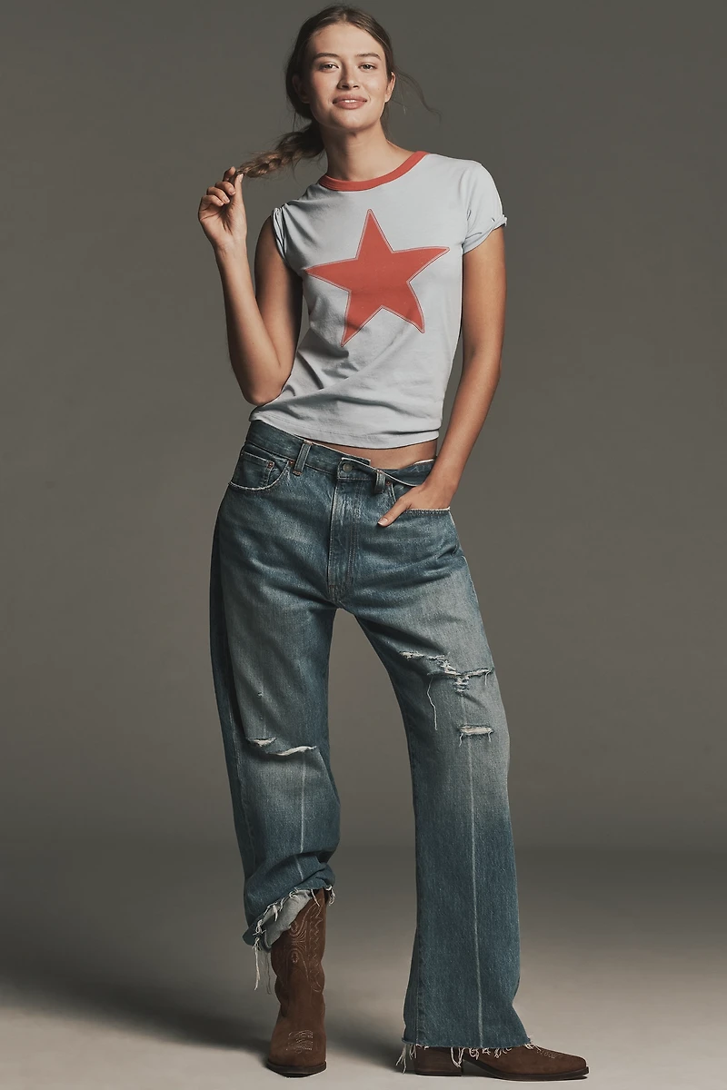Letluv Star Short-Sleeve Ringer Crew-Neck Tee
