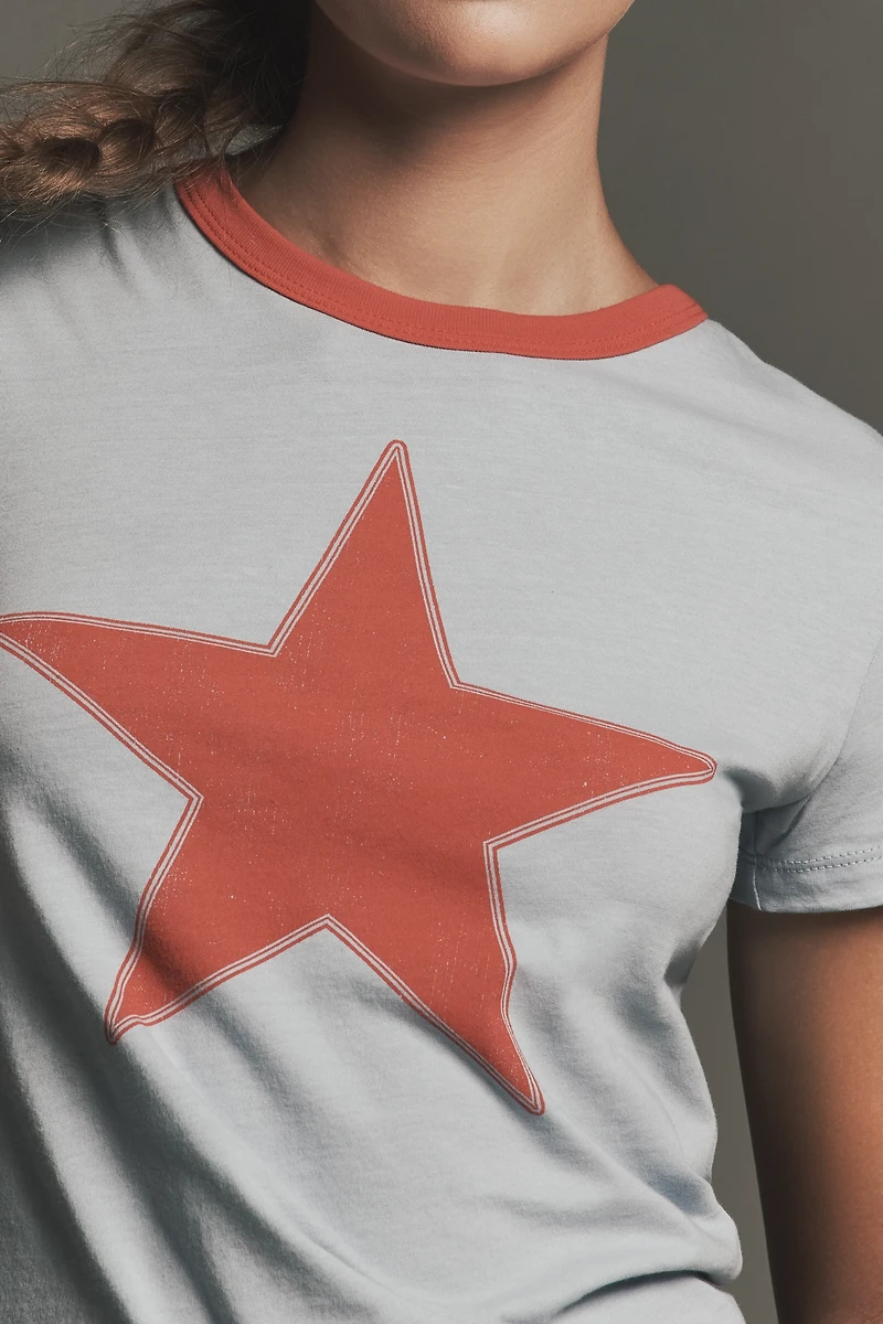 Letluv Star Short-Sleeve Ringer Crew-Neck Tee