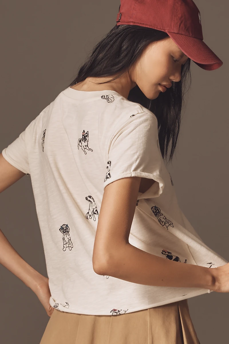 The Caitlin Embroidered Boxy Tee by Maeve
