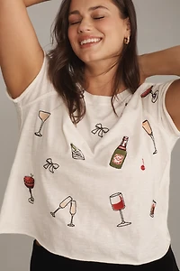 The Caitlin Embroidered Boxy Tee by Maeve