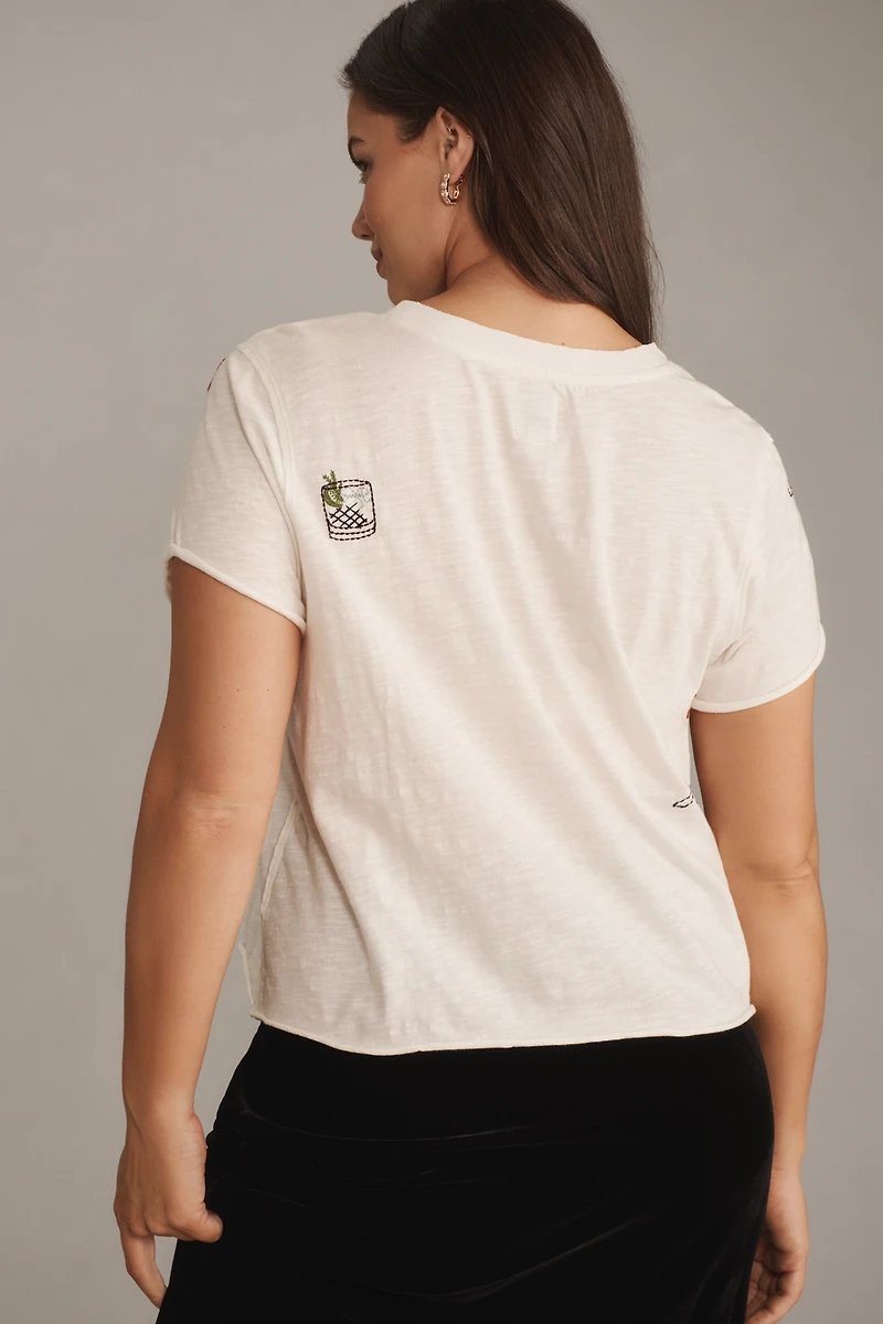 The Caitlin Embroidered Boxy Tee by Maeve