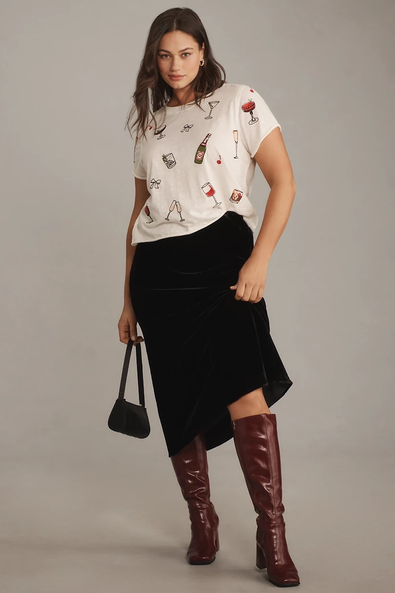 The Caitlin Embroidered Boxy Tee by Maeve