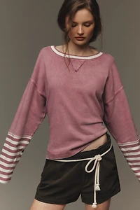 Pilcro Cotton Seamed Long-Sleeve Top