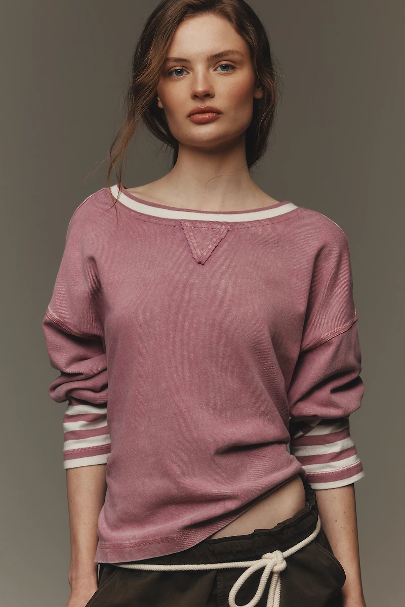 Pilcro Cotton Seamed Long-Sleeve Top