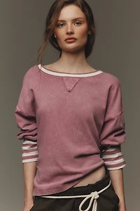 Pilcro Cotton Seamed Long-Sleeve Top