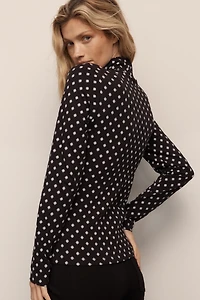 The Hailey Printed Long-Sleeve Turtleneck Top by Maeve