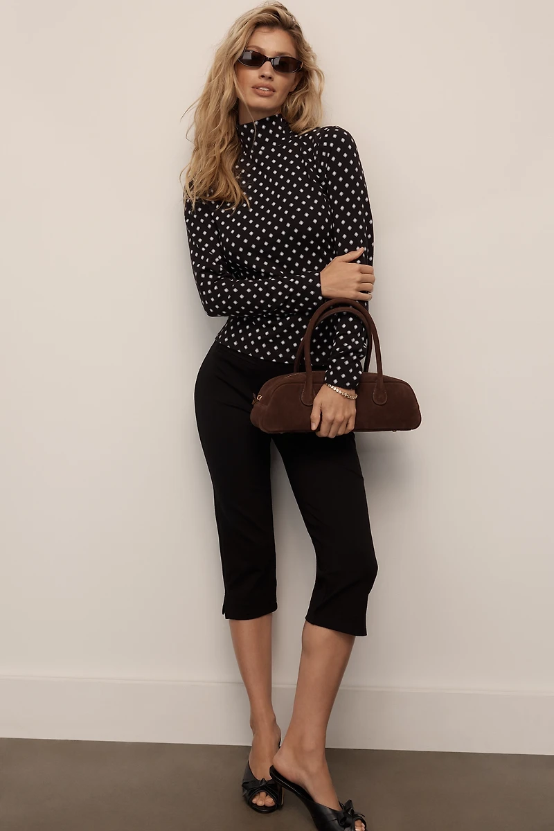 The Hailey Printed Long-Sleeve Turtleneck Top by Maeve