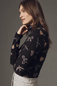 The Hailey Printed Long-Sleeve Turtleneck Top by Maeve