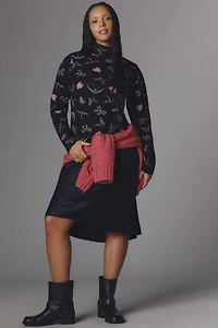 The Hailey Printed Long-Sleeve Turtleneck Top by Maeve