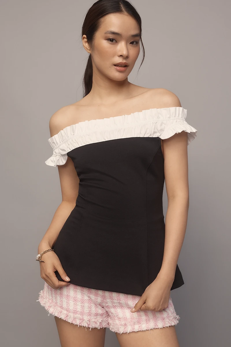 Maeve Off-The-Shoulder Hourglass Tuxedo Top