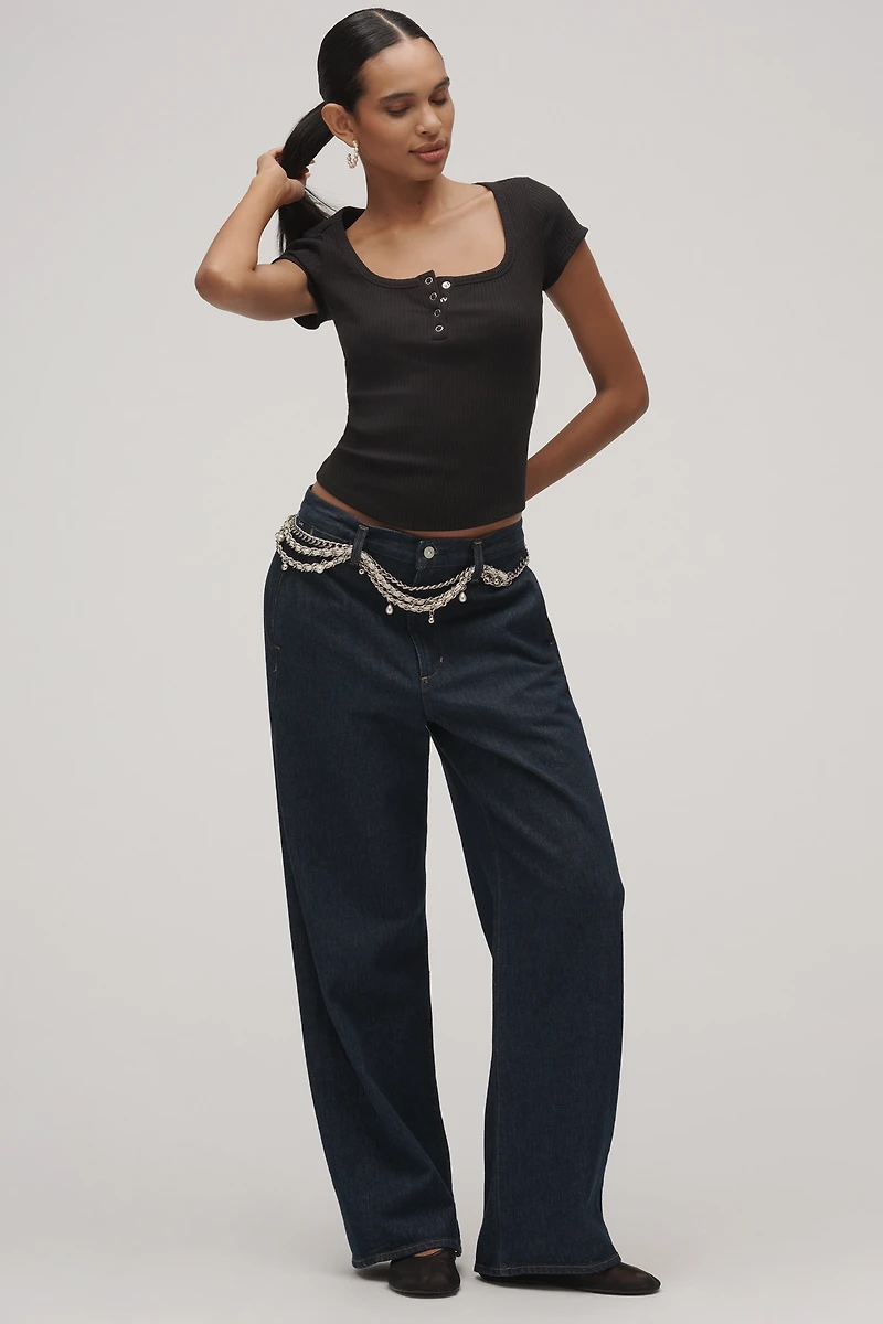 Maeve Scoop-Neck Henley Tee