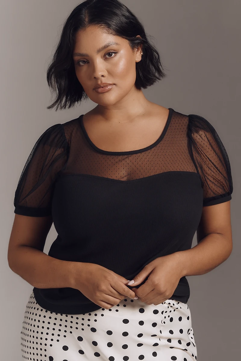 Maeve Sheer Yoke Sweetheart Top