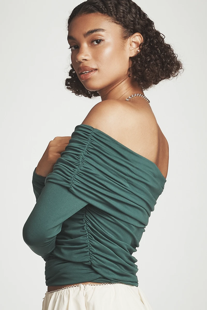 Pilcro Long-Sleeve Off-The-Shoulder Top