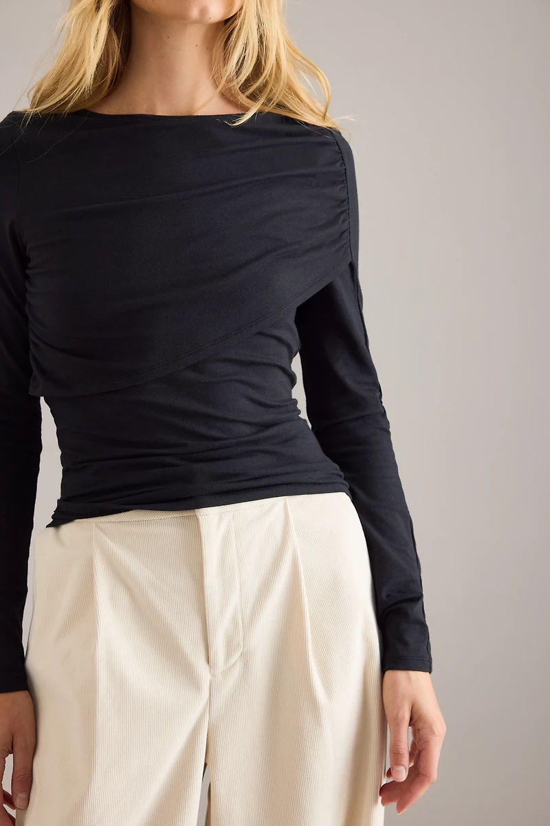 By Anthropologie Ruched Off-Shoulder Top