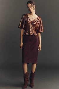 Maeve Shine Pleated Dolman Top