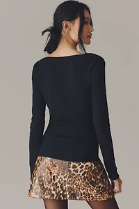 By Anthropologie Draped Cowl-Neck Long-Sleeve Top