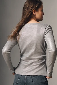 By Anthropologie Draped Asymmetric Long-Sleeve Top