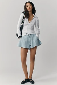 Maeve Tie-Front Long-Sleeve Top