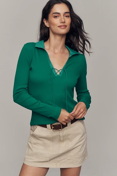 Maeve Tie-Front Long-Sleeve Top