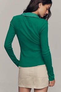 Maeve Tie-Front Long-Sleeve Top