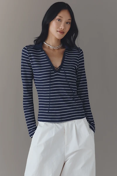 Maeve Tie-Front Long-Sleeve Top