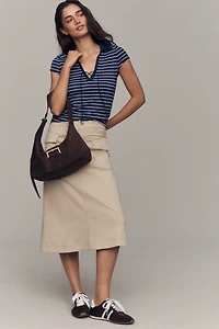 Maeve Short-Sleeve Collared Lace-Up Top