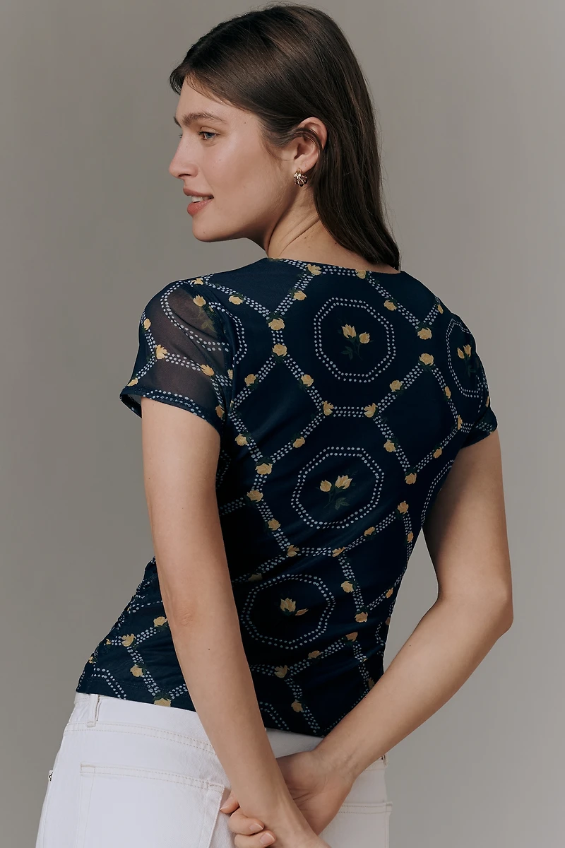 Maeve Short-Sleeve Square-Neck Top