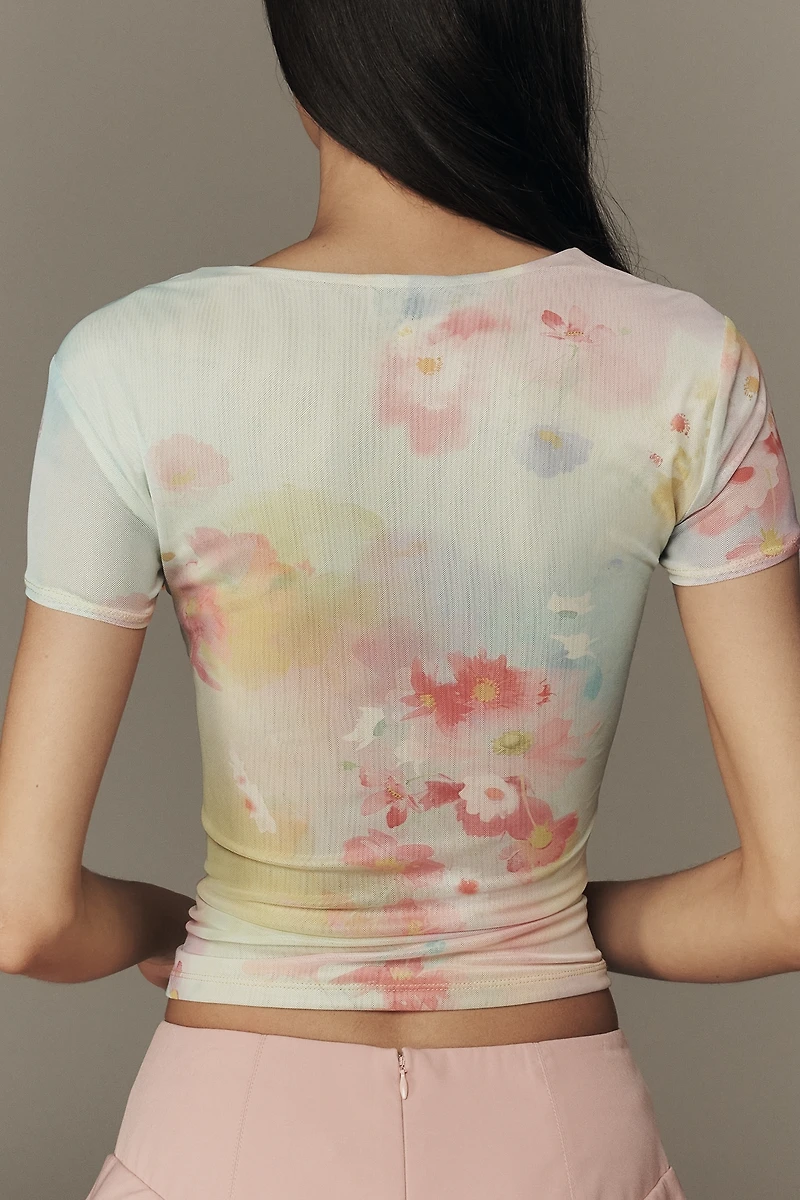 Maeve Short-Sleeve Square-Neck Top
