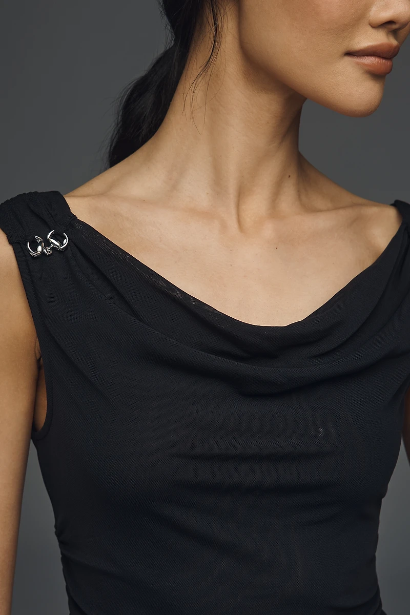 Maeve Draped Sleeveless Boat-Neck Top