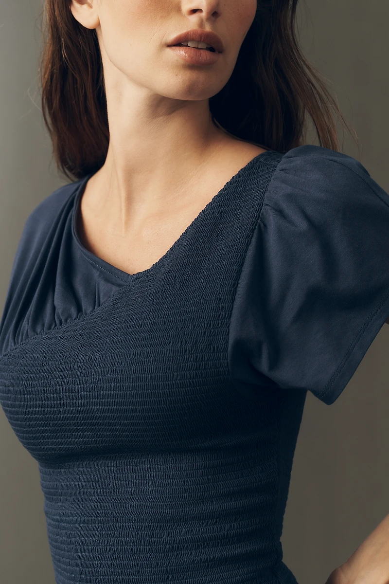 Maeve Asymmetrical Flutter Sleeve Tee
