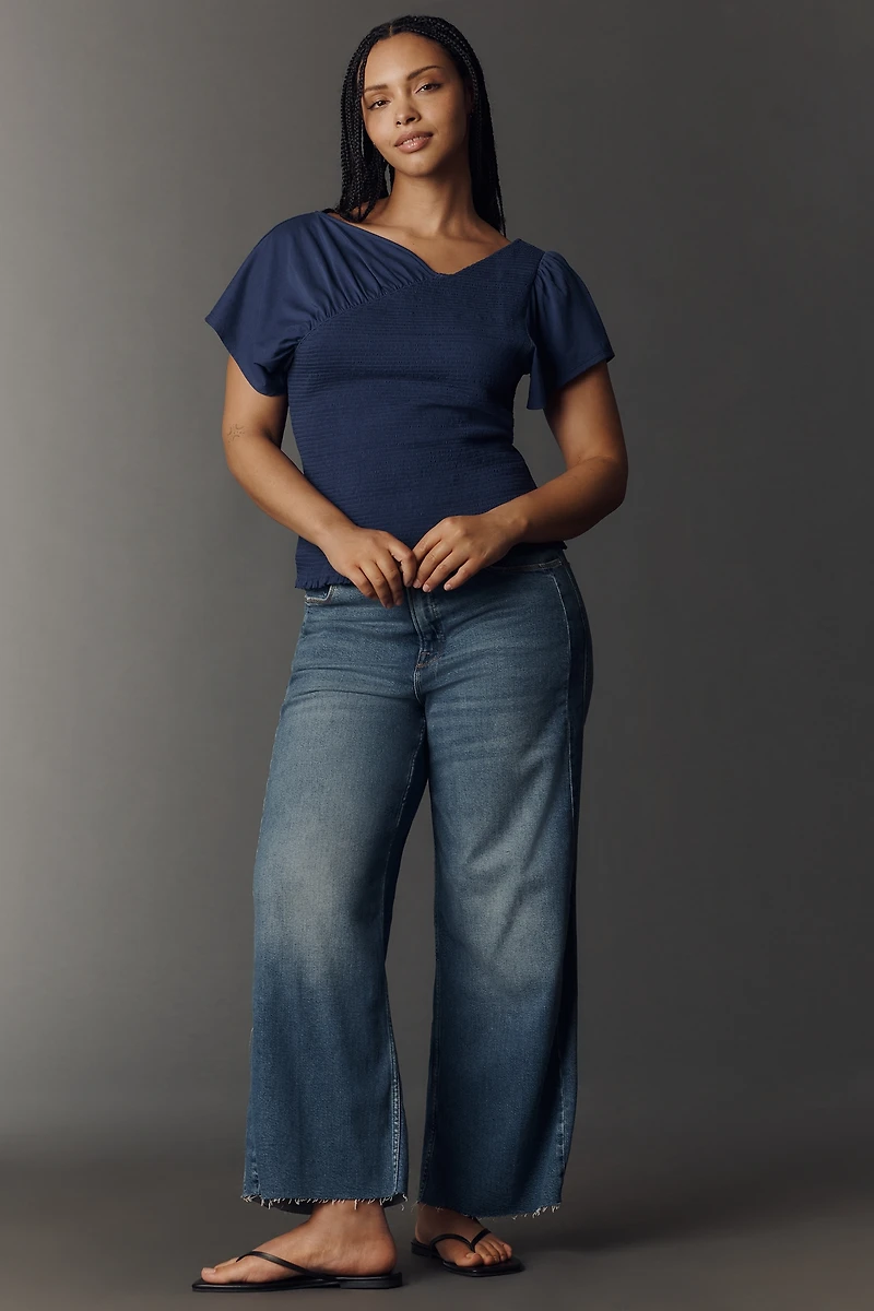 Maeve Asymmetrical Flutter Sleeve Tee