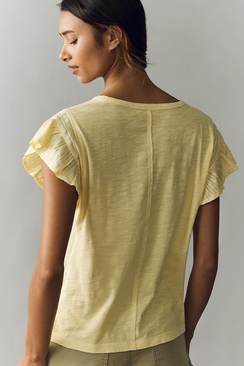 Pilcro Cotton Ruffle Sleeve Muscle Tee