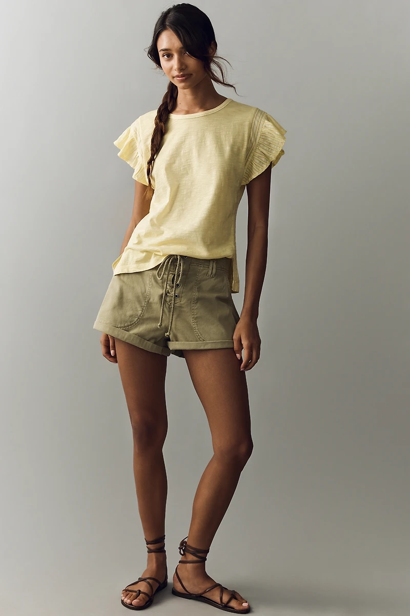 Pilcro Cotton Ruffle Sleeve Muscle Tee