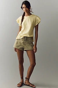 Pilcro Cotton Ruffle Sleeve Muscle Tee