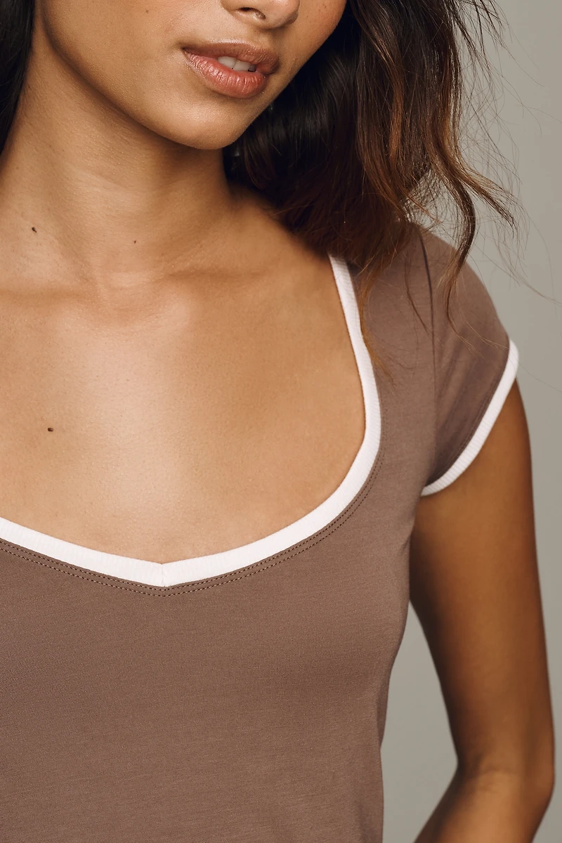 Maeve Cotton V-Neck Tee