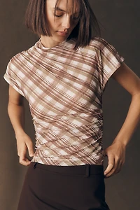 Maeve Ruched Mock-Neck Top