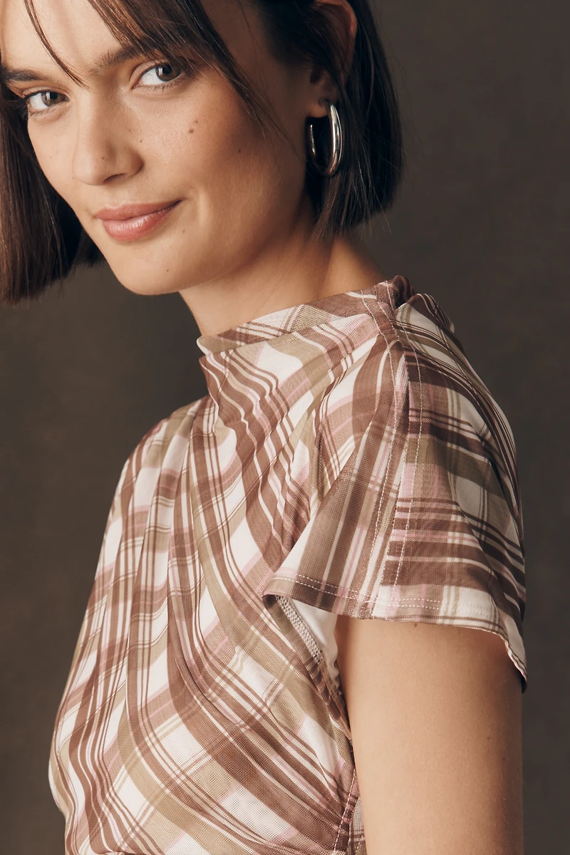 Maeve Ruched Mock-Neck Top